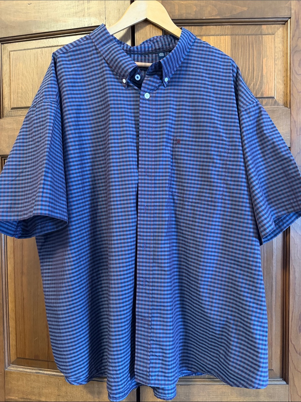Men's Blue Check Button-Down Short Sleeve Shirt IZOD new with tags 4X Big & tall
